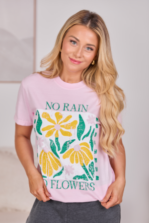 No Rain No Flowers Light Pink Graphic Tee SALE