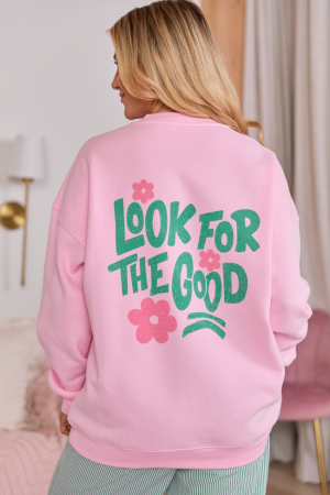 Look For The Good Light Pink Graphic Sweatshirt SALE