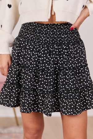 Through The Garden Black Mini Hearts Skort